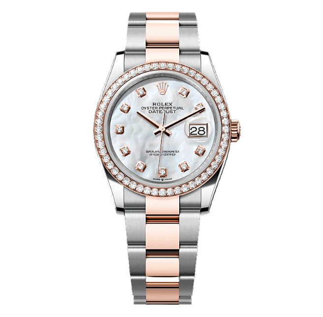 Rolex Datejust  Oystersteel White-Everose White-Diamond-Dial 36mm