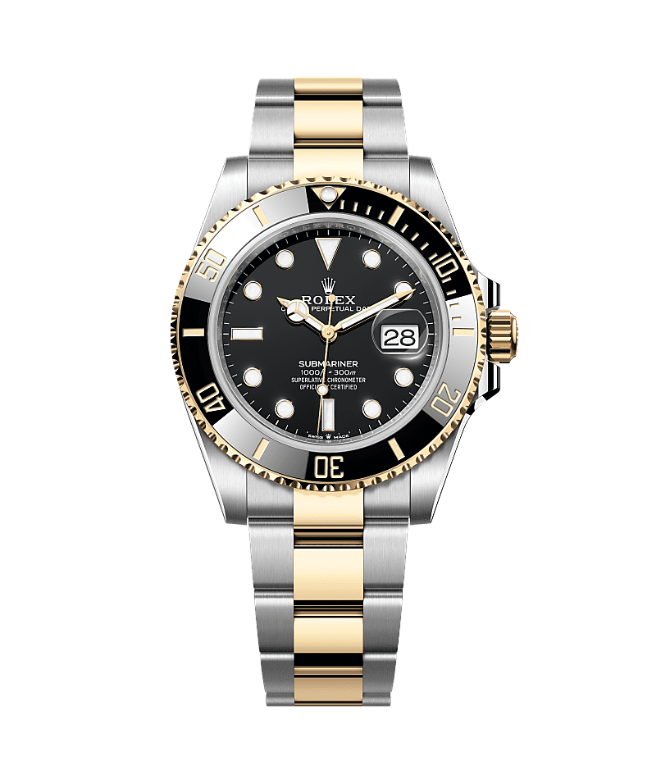 Rolex Submariner Date Oystersteel White-yellow-gold.   Black-dial 41 mm